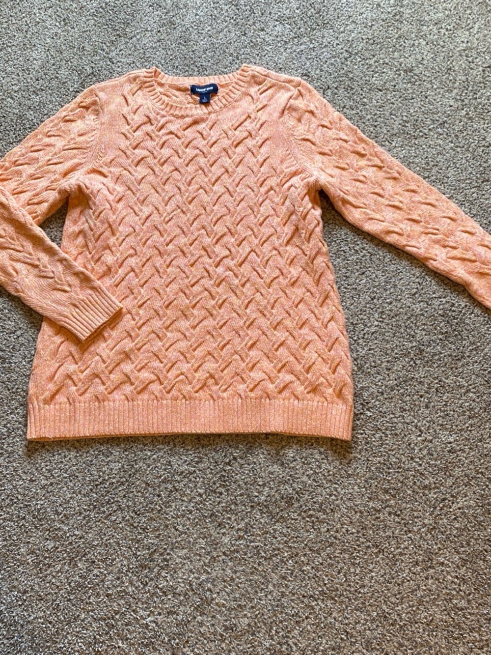 Lands' End Women’s Peach Cable Knit Crewneck Sweater Size Large